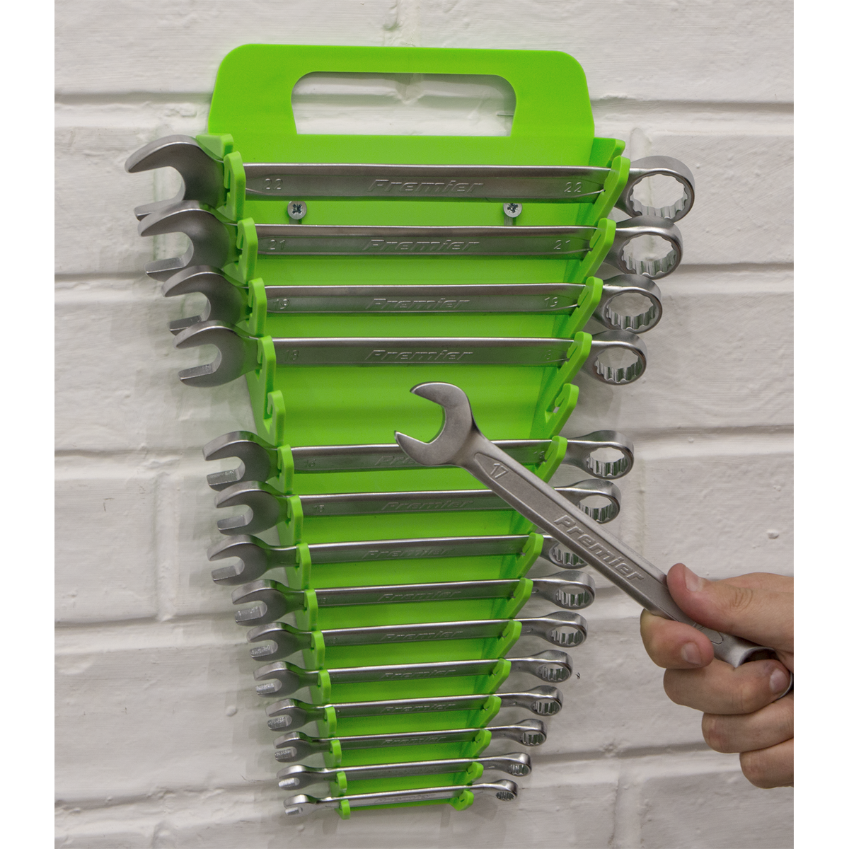 Premier Spanner Rack, 15 Spanners Capacity, Hi-Vis Green (WR08HV)