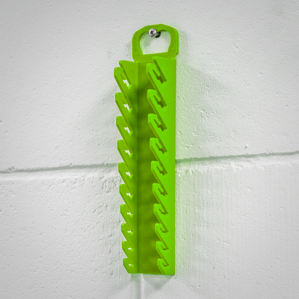 Premier Spanner Rack, 10 Stubby Spanners Capacity, Hi-Vis Green (WR10HV)