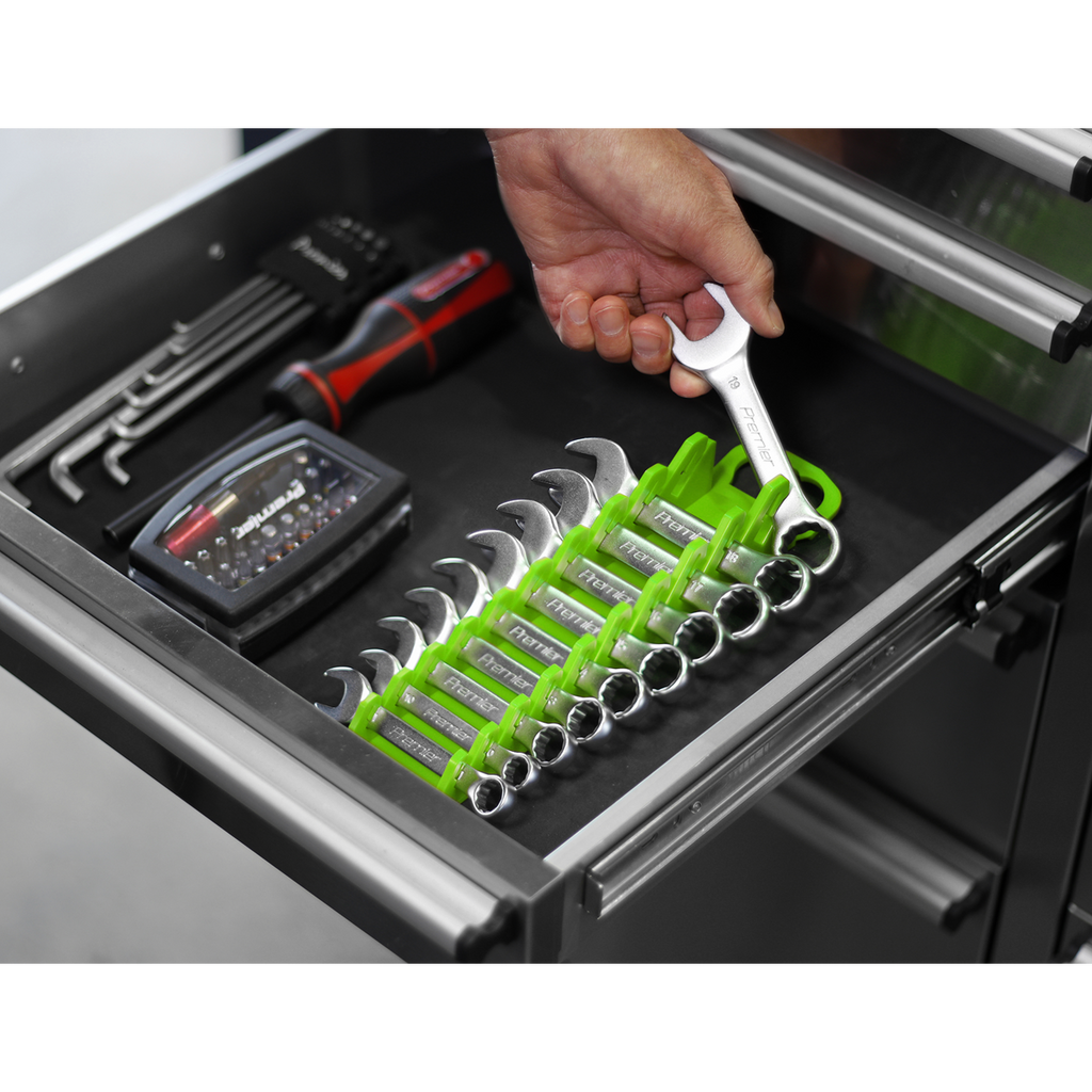 Premier Spanner Rack, 10 Stubby Spanners Capacity, Hi-Vis Green (WR10HV)