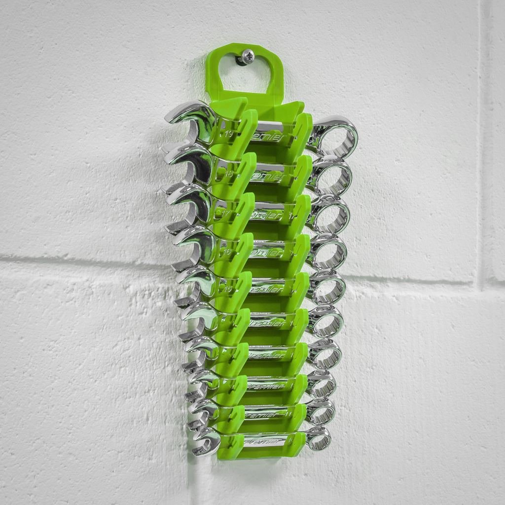 Premier Spanner Rack, 10 Stubby Spanners Capacity, Hi-Vis Green (WR10HV)