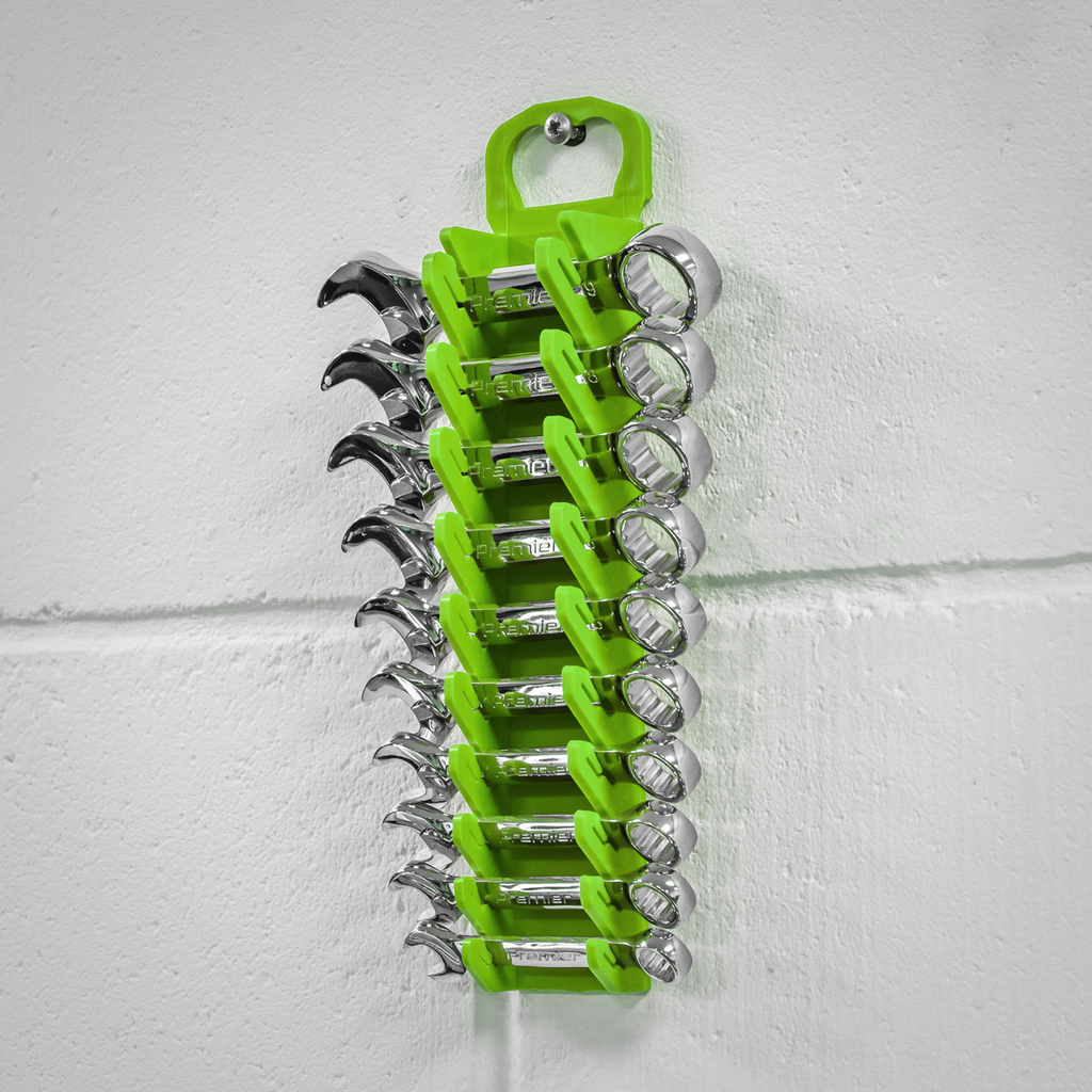 Premier Spanner Rack, 10 Stubby Spanners Capacity, Hi-Vis Green (WR10HV)
