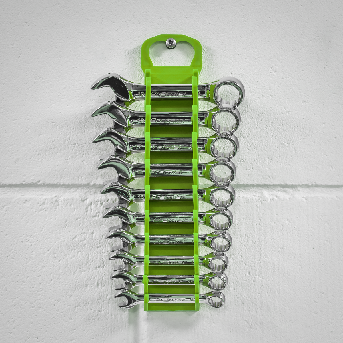 Premier Spanner Rack, 10 Stubby Spanners Capacity, Hi-Vis Green (WR10HV)