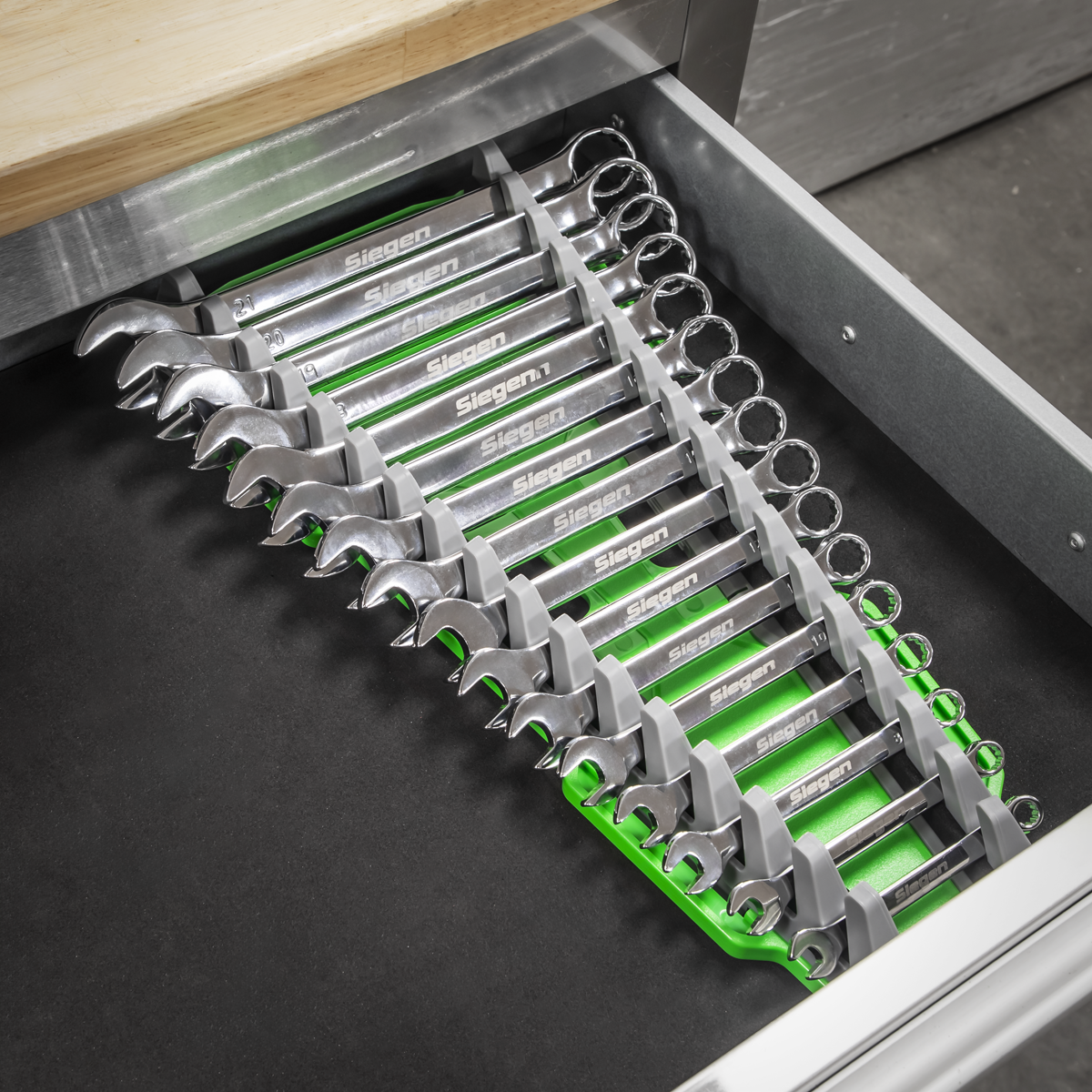 Premier Reversible Spanner Rack, 16pc, Hi-Vis Green (WR11HV)