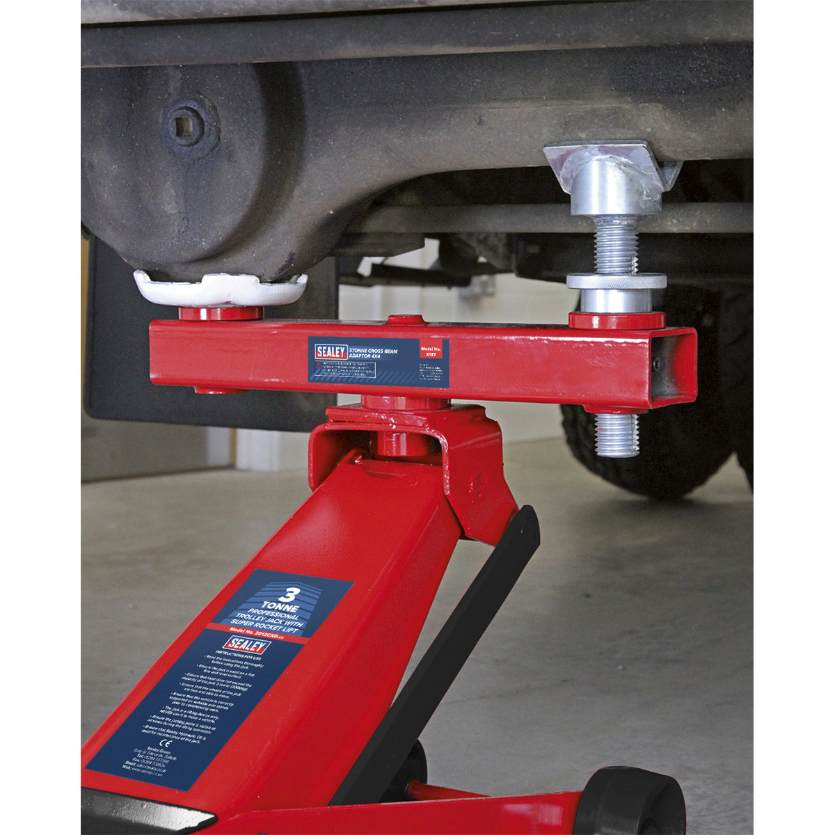 Sealey X137 3 Tonne Cross Beam 4x4 Vehicle Support Lift Adaptor, Red