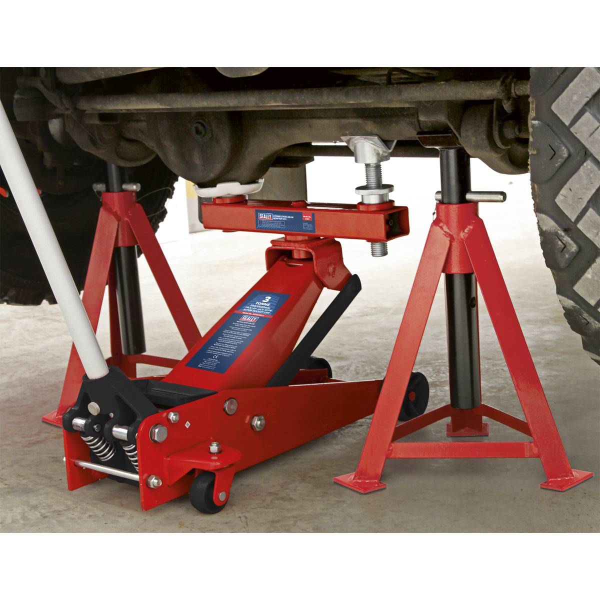 Sealey X137 3 Tonne Cross Beam 4x4 Vehicle Support Lift Adaptor, Red