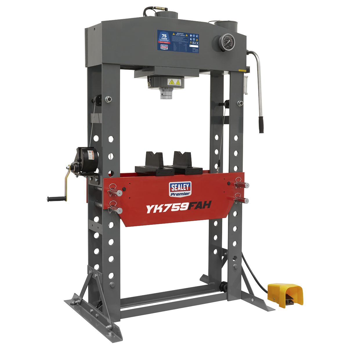 Premier Air/Hydraulic Floor Type Press with Foot Pedal 75 Tonne
