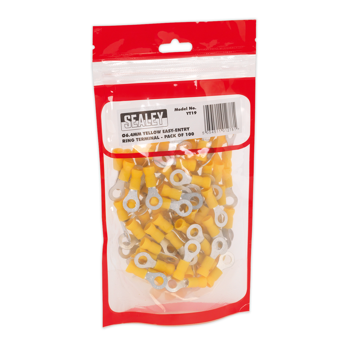 Easy-Entry Ring Terminal 6.4mm (1/4"), Yellow - Pack of 100