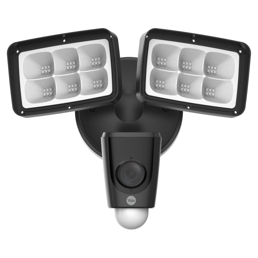 Yale YFL01-BLK Two Way CCTV Security Outdoor Flood Light with 1080FHD Camera 2000 Lumen IP65