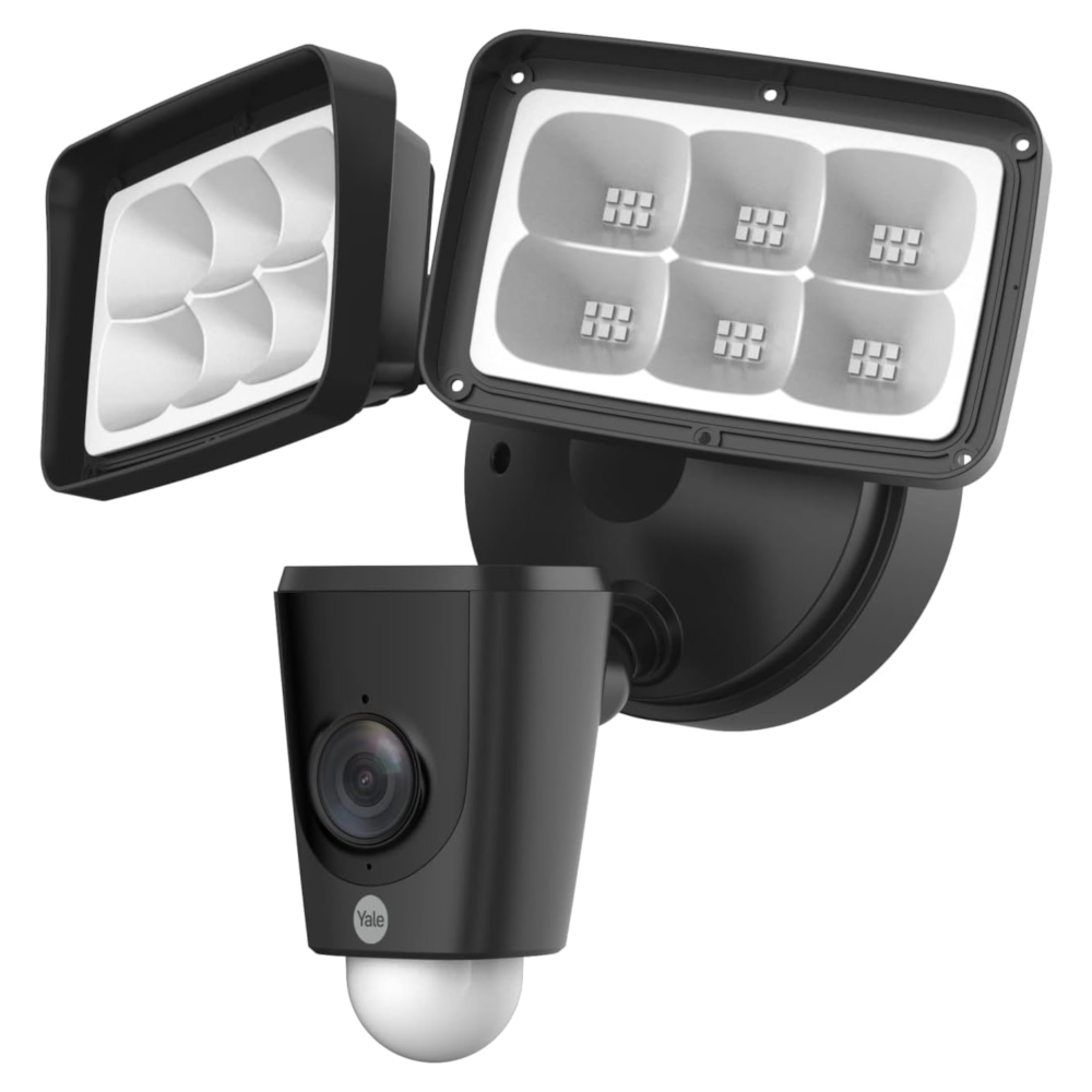 Yale YFL01-BLK Two Way CCTV Security Outdoor Flood Light with 1080FHD Camera 2000 Lumen IP65
