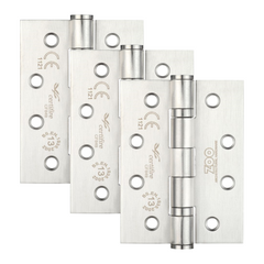 Grade 13 Fire Rated Ball Bearing Hinges 4" 3 Pack - Satin Stainless Steel