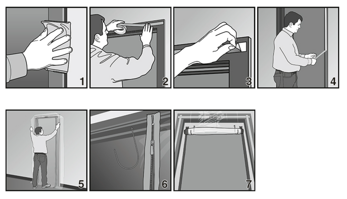 Zipwall ZDC ZipDoor Flame Retardant Commerical Door Kit Zip Wall Dust Barrier System