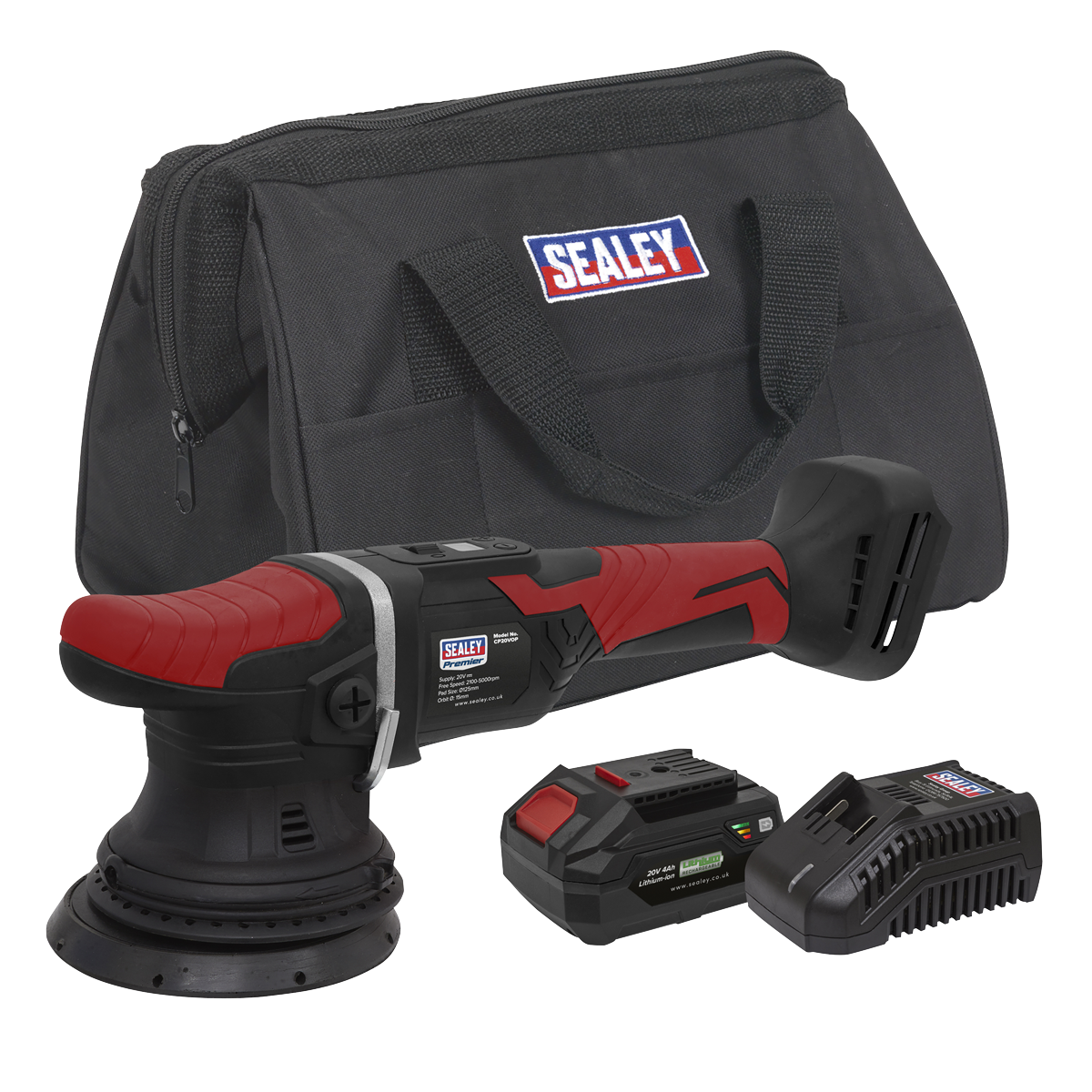 Premier SV20 125mm Cordless Orbital Polisher Kit, 4Ah, Euro Plug (CP20VOPKITEU)