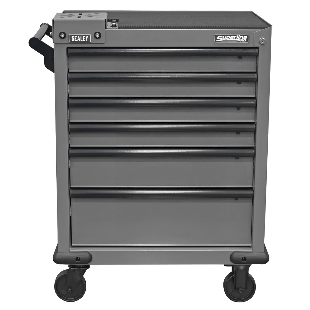 Superline PRO® Rollcab 6 Drawer with Vice Base - Grey/Black
