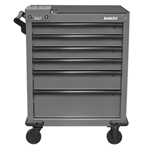 Superline PRO® Rollcab 6 Drawer with Vice Base - Grey/Black