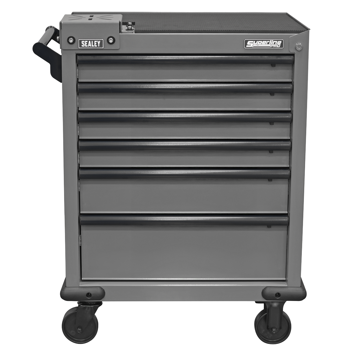 Superline PRO® Rollcab 6 Drawer with Vice Base - Grey/Black