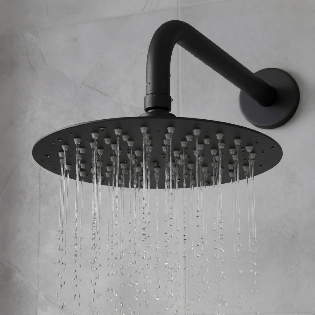 Concealed Thermostatic Shower Set, 20cm Round Head & Hand Shower - Black
