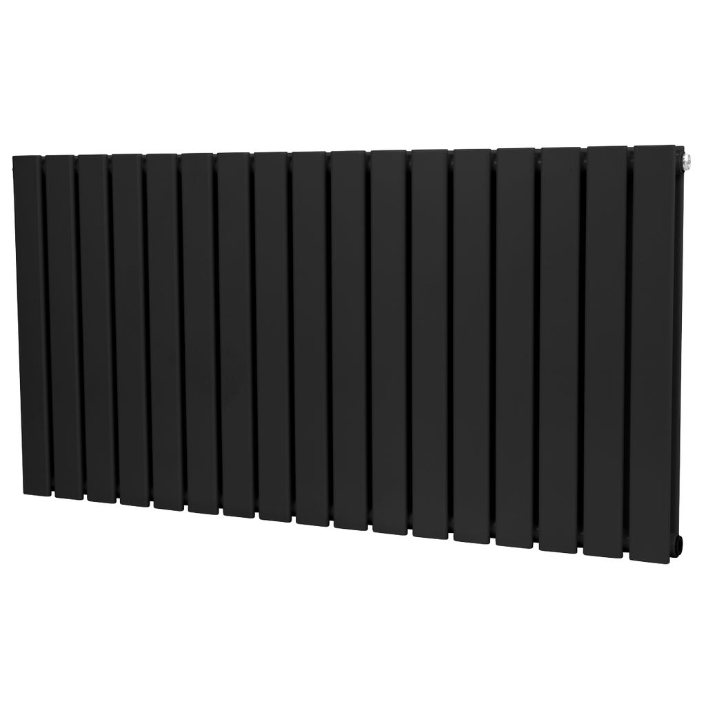 Baridi Horizontal Radiator Contemporary Double Flat Panel Design 600 x 1190mm – Black