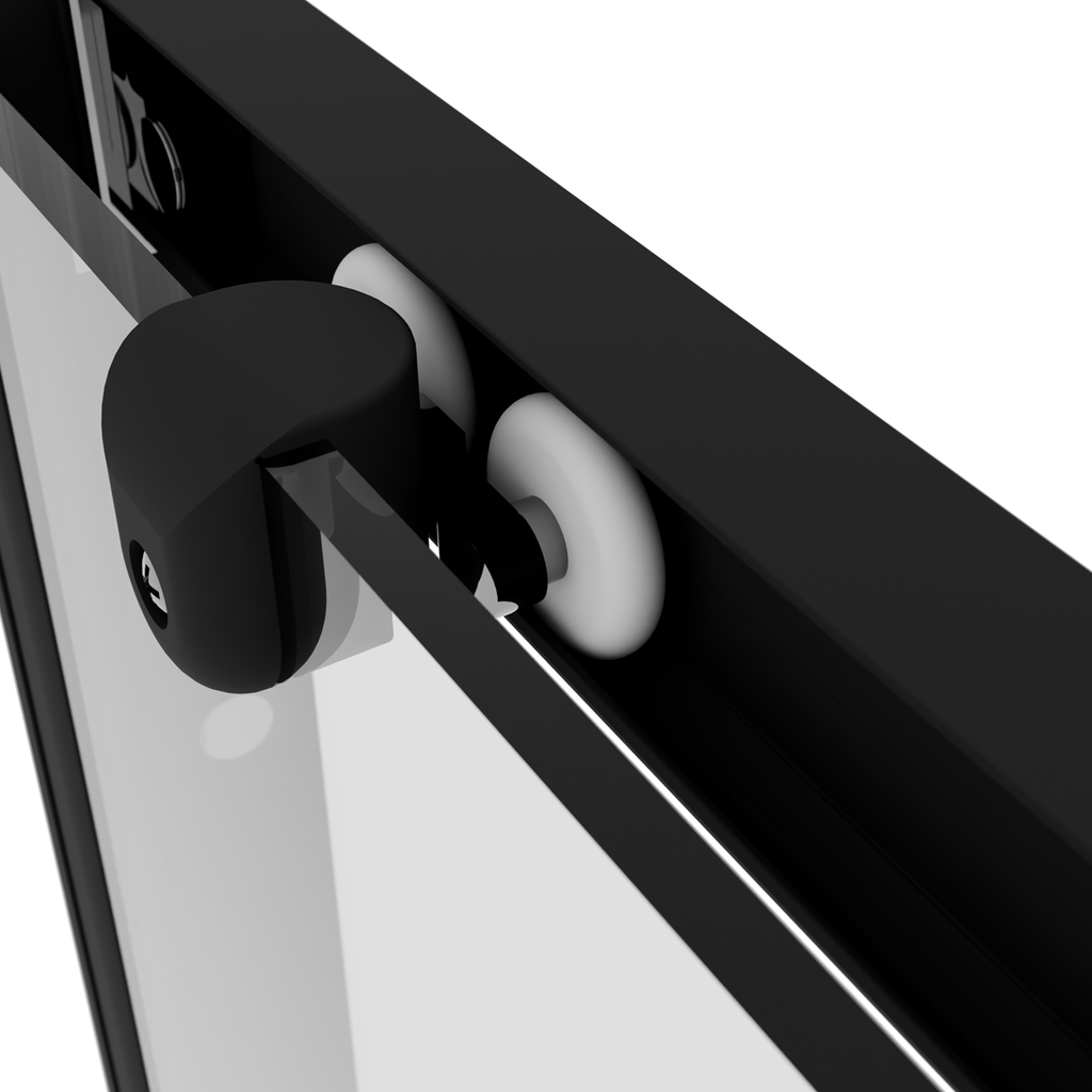 Sliding Shower Door 1000 x 1850mm, 6mm Tempered Glass, Reversible - Black