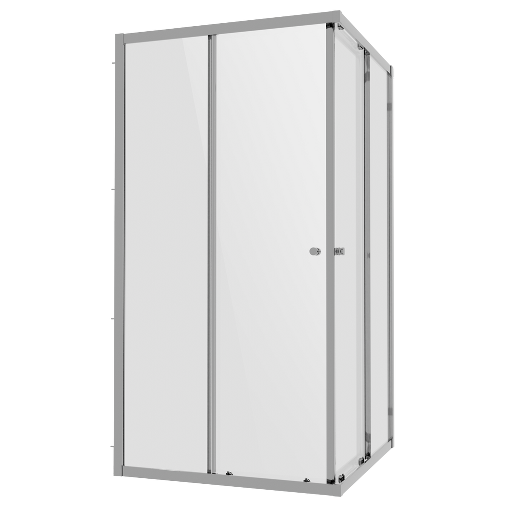 Corner Shower Entry Enclosure 900 x 900 x 1850mm with 6mm Tempered Glass - Chrome