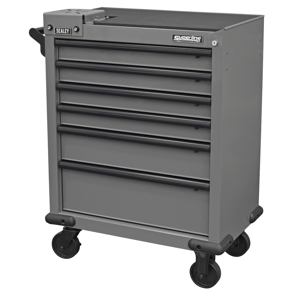 Superline PRO® Rollcab 6 Drawer with Vice Base - Grey/Black