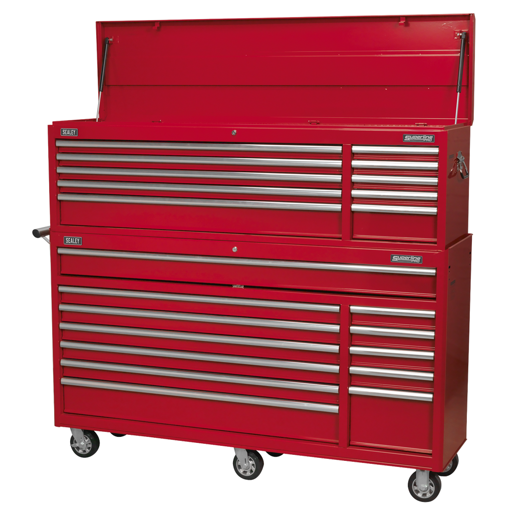 Topchest & Rollcab Combination 23 Drawer with Ball-Bearing Slides - Red