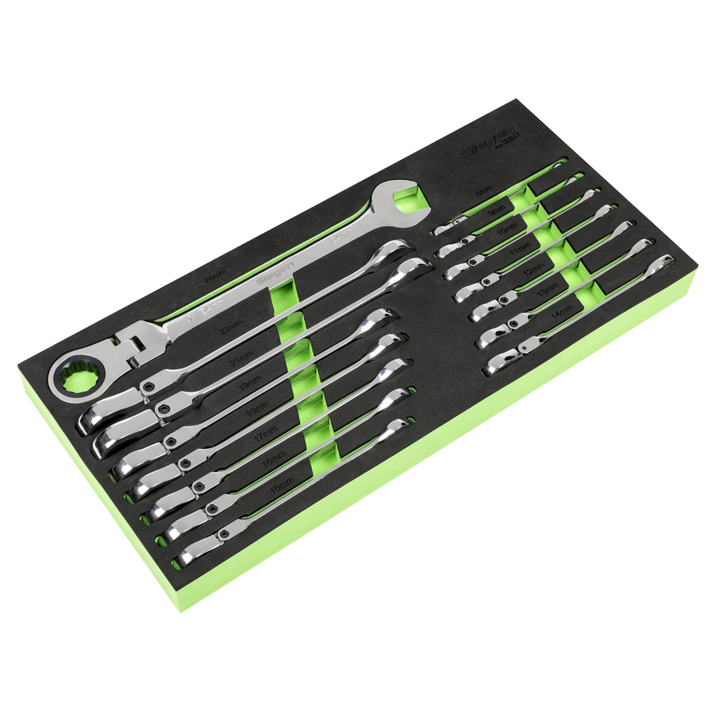 Flexi-Head Combination Ratchet Spanner Set 15pc