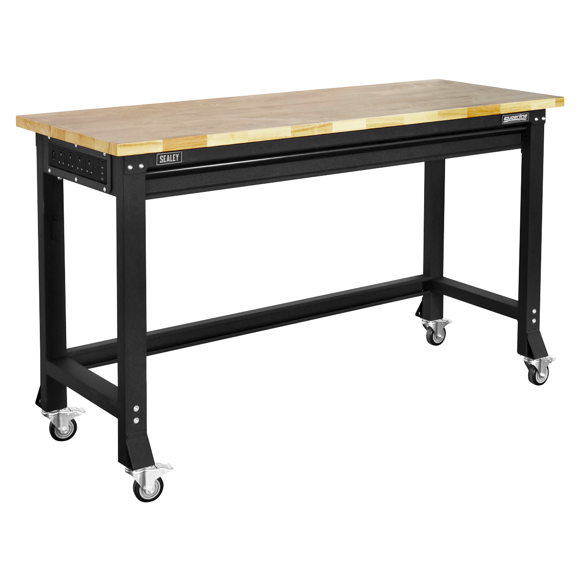 Superline PRO® Black Edition Heavy-Duty Mobile Workbench with Wooden Worktop 1524mm (AP0620M)