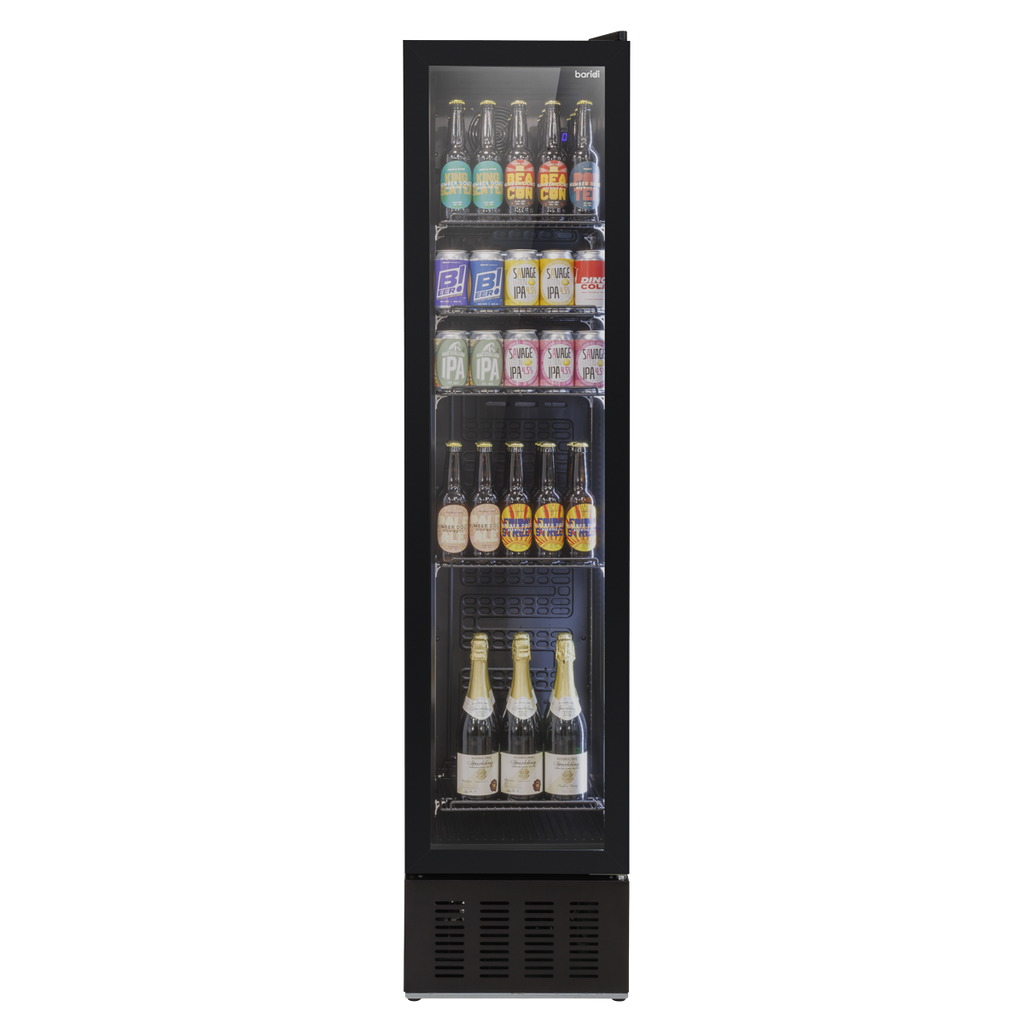Baridi Tall Drinks Fridge with Digital Controls & Auto Defrost 160L Black (DH440)