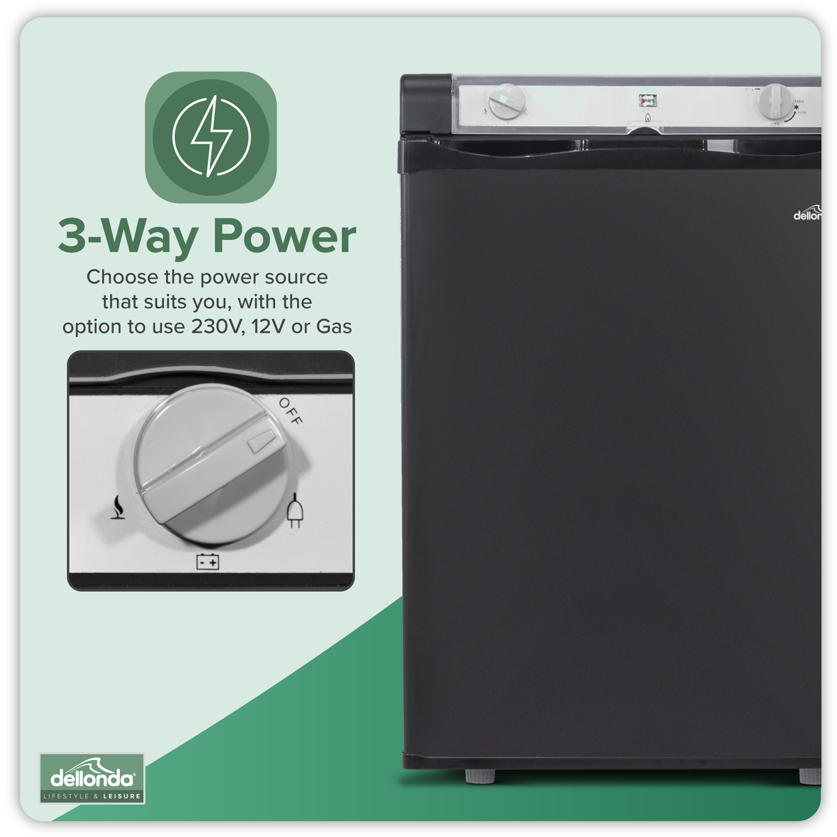 Dellonda 3-Way Fridge 60L for Camping & Motorhomes (DL159)
