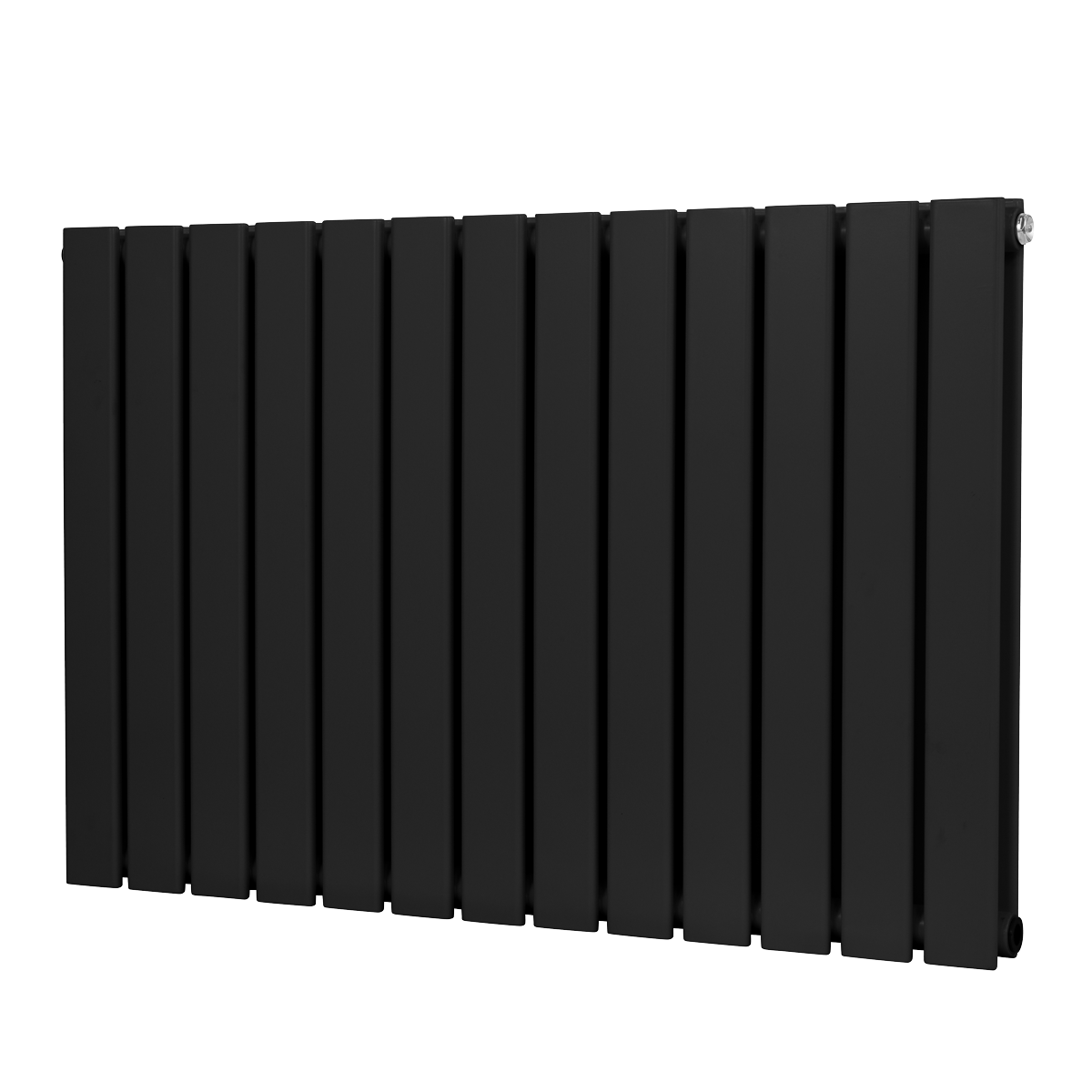 Baridi Horizontal Radiator Contemporary Double Flat Panel Design 600 x 910mm – Black
