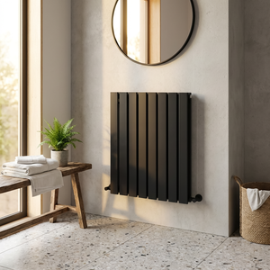 Baridi Horizontal Radiator Contemporary Double Flat Panel Design 600 x 560mm – Black