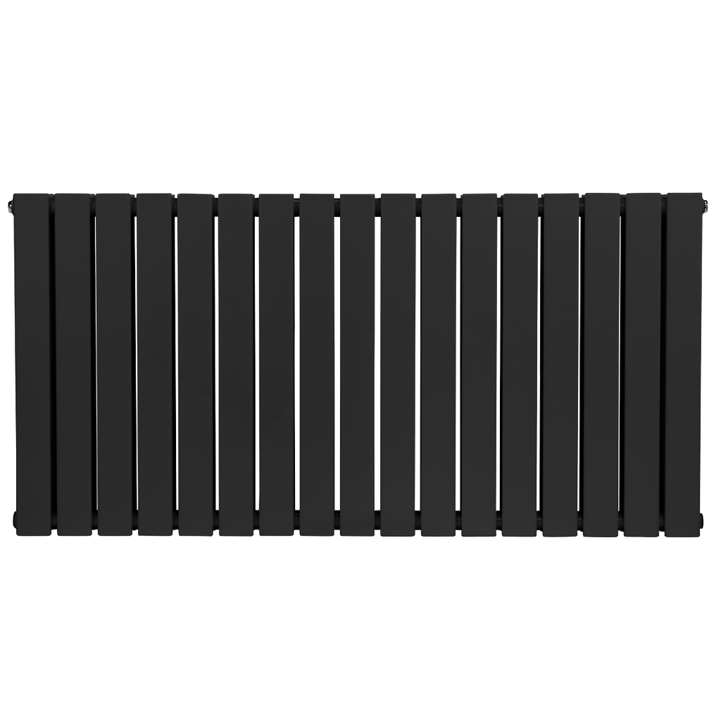 Baridi Horizontal Radiator Contemporary Double Flat Panel Design 600 x 1190mm – Black