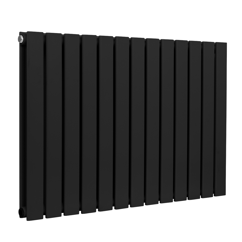 Baridi Horizontal Radiator Contemporary Double Flat Panel Design 600 x 910mm – Black