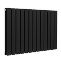 Baridi Horizontal Radiator Contemporary Double Flat Panel Design 600 x 910mm – Black