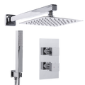 Concealed Thermostatic Shower Set 20 x 20cm Square Head & Hand Shower - Chrome