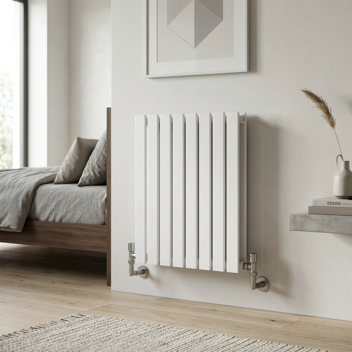 Baridi Horizontal Radiator Contemporary Double Flat Panel Design 600 x 560mm – White
