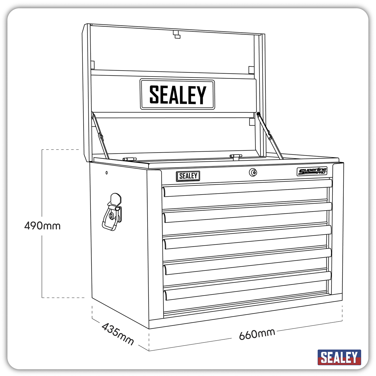 Superline PRO® Heavy-Duty Topchest 5 Drawer - Khaki