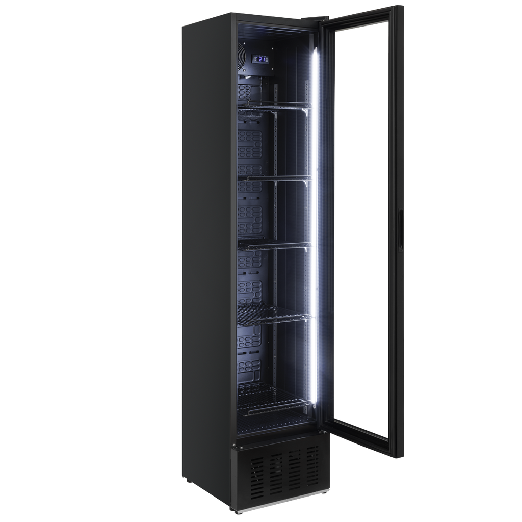 Baridi Tall Drinks Fridge with Digital Controls & Auto Defrost 160L Black (DH440)