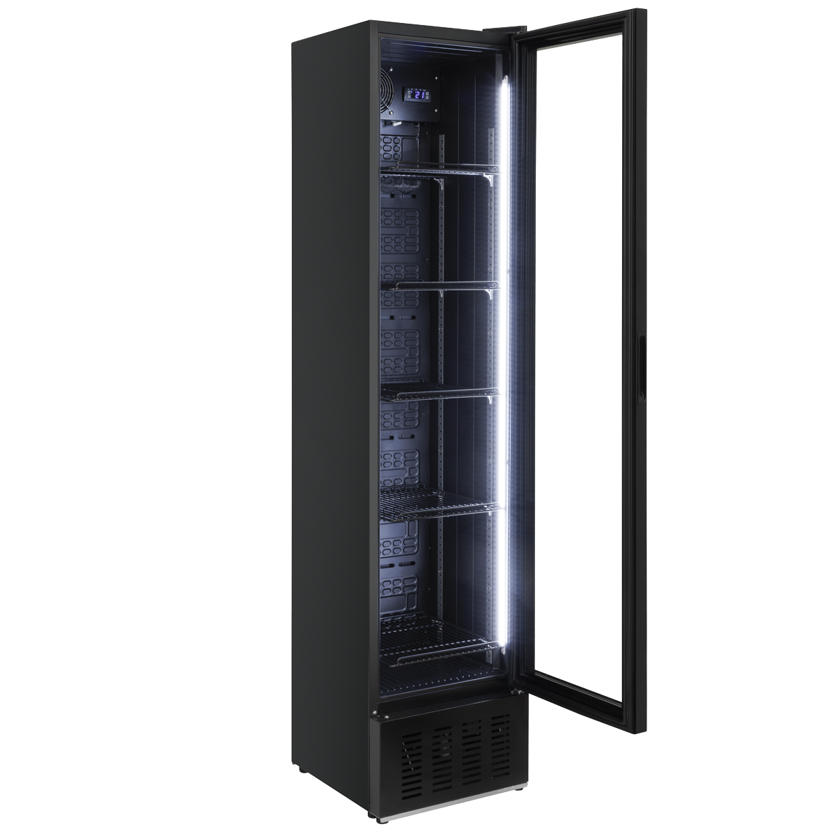 Baridi Tall Drinks Fridge with Digital Controls & Auto Defrost 160L Black (DH440)