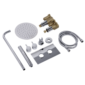 Concealed Thermostatic Shower Set 20cm Round Head & Hand Shower - Chrome