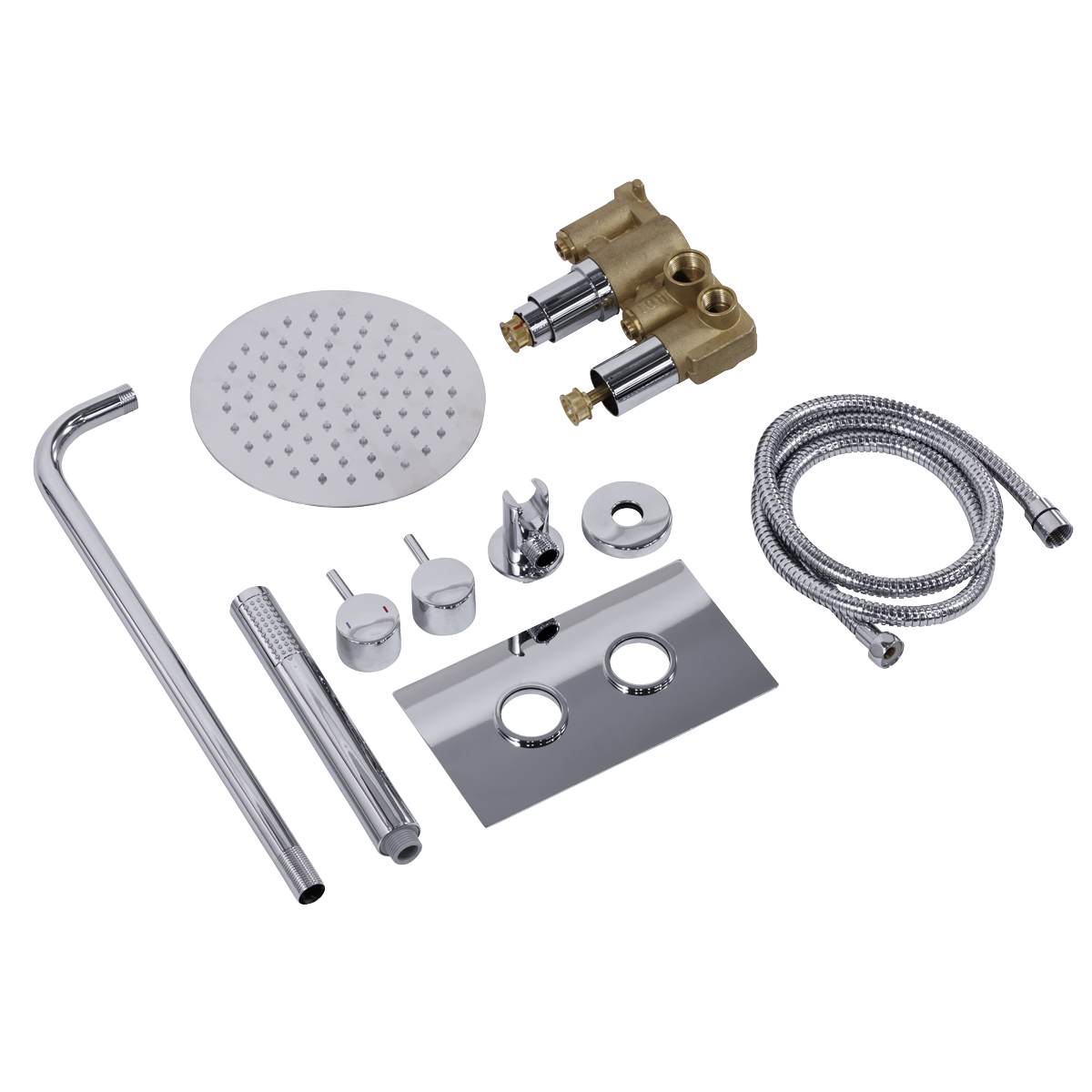 Concealed Thermostatic Shower Set 20cm Round Head & Hand Shower - Chrome
