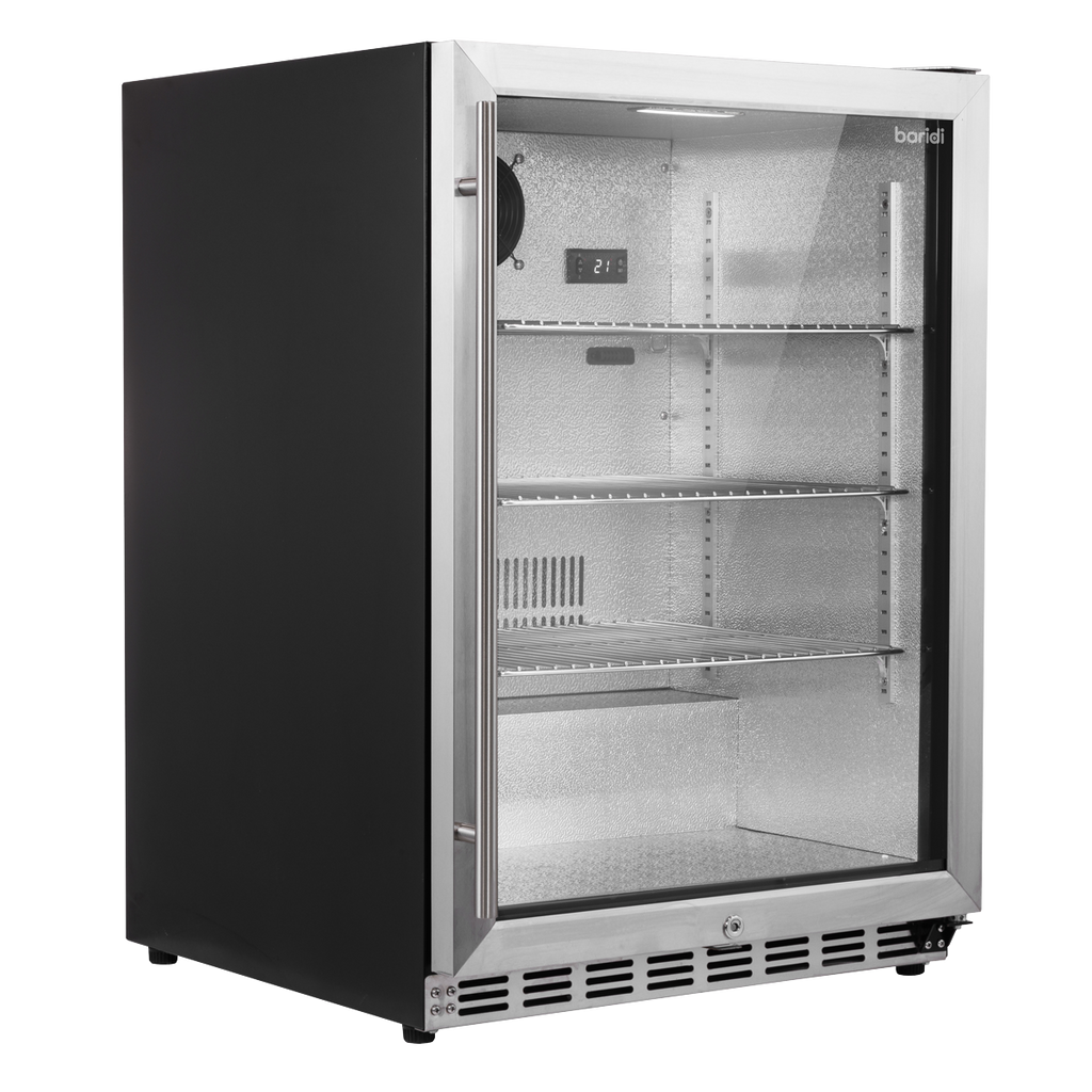 Baridi Outdoor Drinks Fridge with Triple Glazed Door & Lock 150L Stainless Steel (DH439)