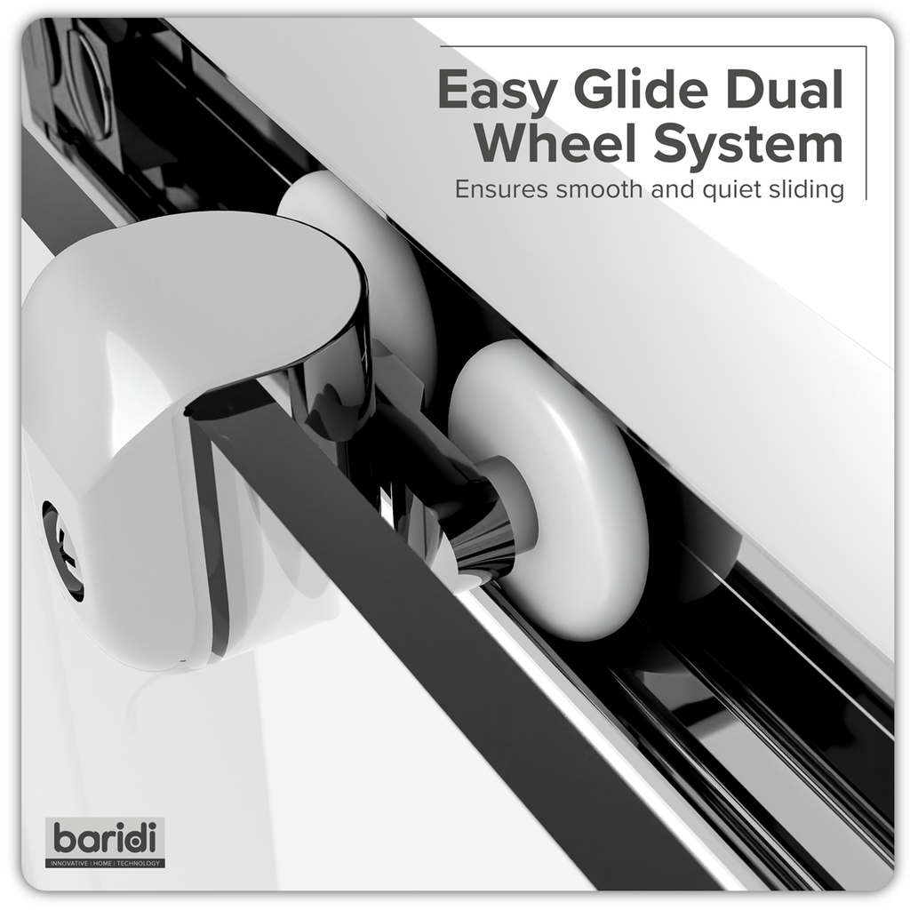 Sliding Shower Door 1200 x 1850mm, 6mm Tempered Glass, Reversible - Black