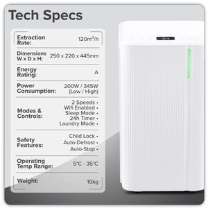 Baridi Dehumidifier with Digital Display & 24hr Timer 12L - White