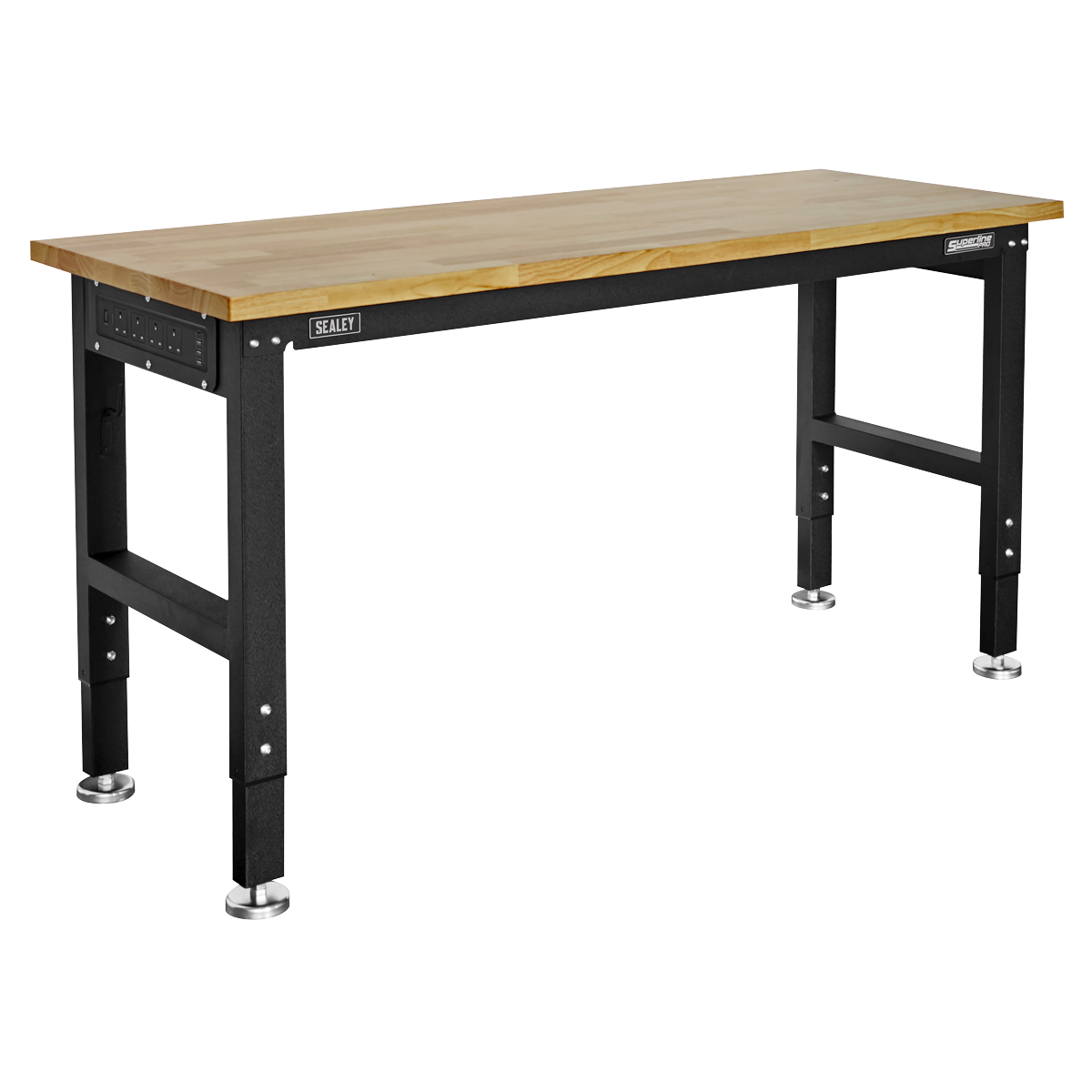 Superline PRO® Black Edition Heavy-Duty Adjustable Workbench with Wooden Worktop 1524mm (AP0617)