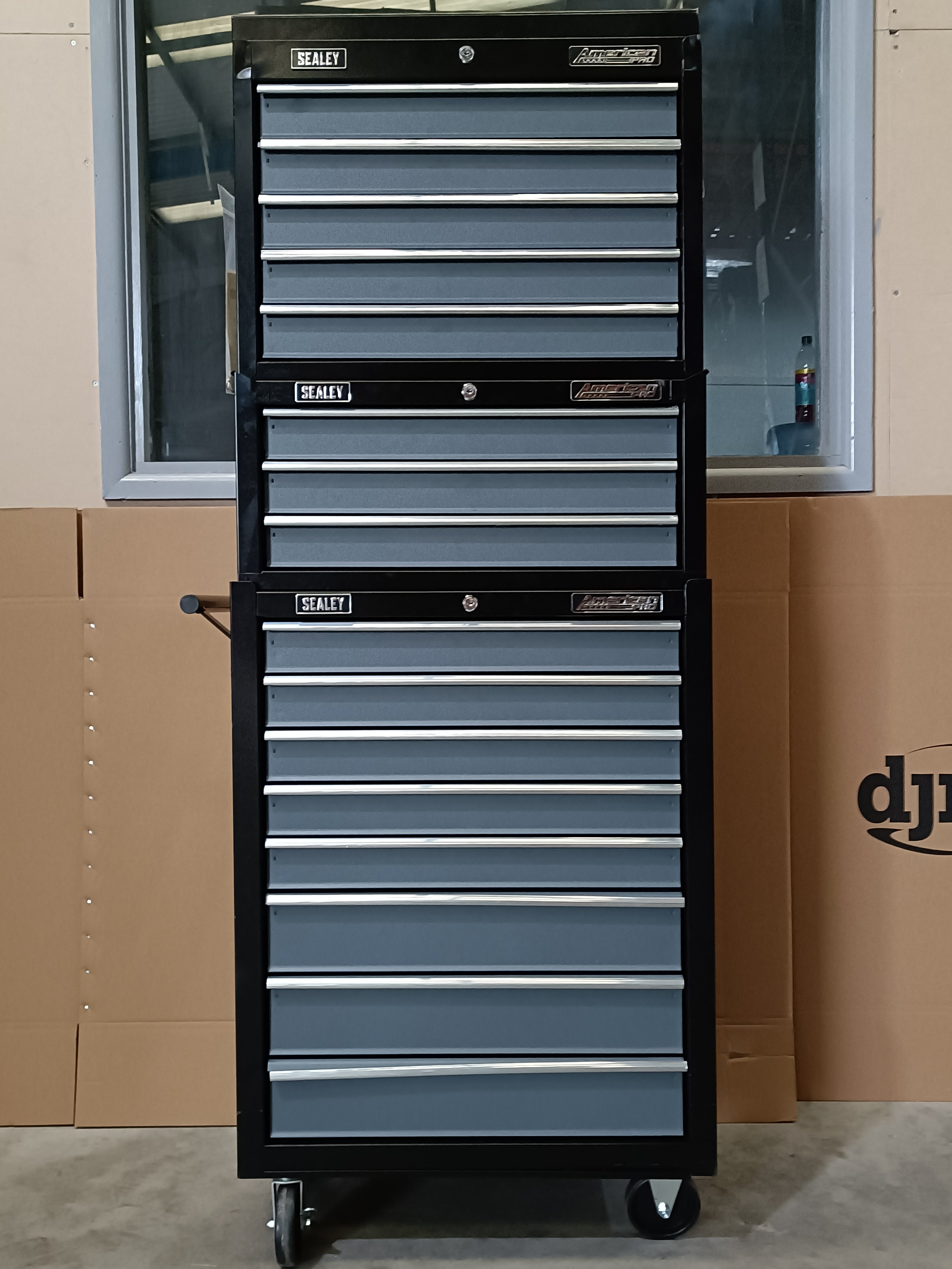 Sealey 16 Drawer Topchest, Mid-Box & Rollcab Combination - Black/Grey - D
