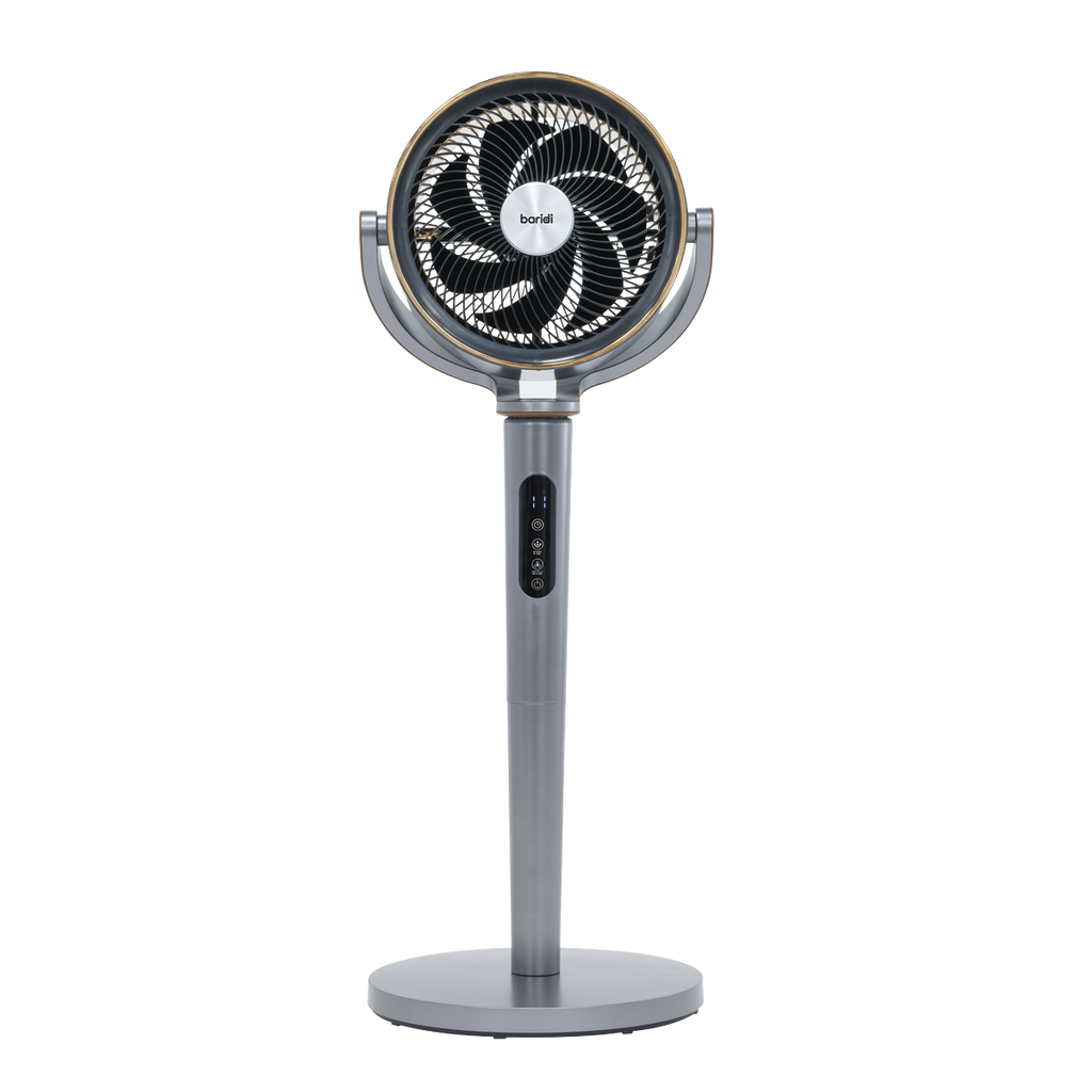 Baridi 12" Pedestal Fan with Remote Control, Back Light & 12hr Timer - Grey