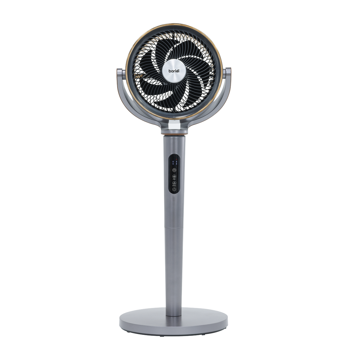 Baridi 12" Pedestal Fan with Remote Control, Back Light & 12hr Timer - Grey