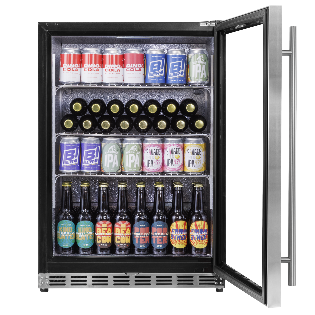 Baridi Outdoor Drinks Fridge with Triple Glazed Door & Lock 150L Stainless Steel (DH439)