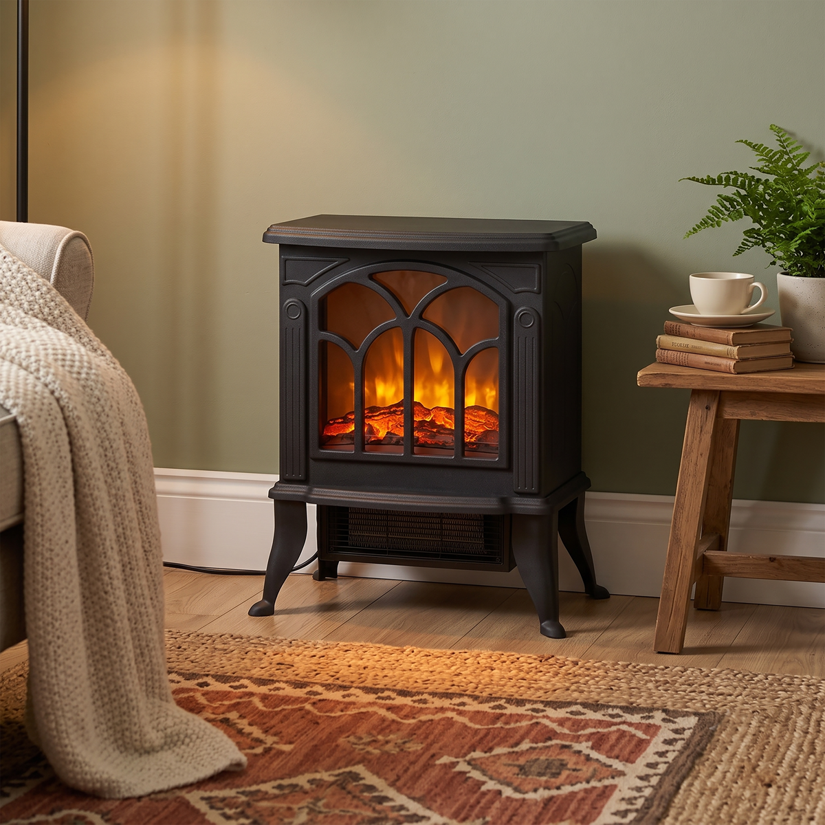 Baridi Electric Stove Heater with LED Log Flame 1800W (DH121)